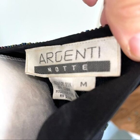 Argenti Notte Beaded Silk Skirt Set Womens Size Medium M Vintage Zipper Black - Picture 4 of 12